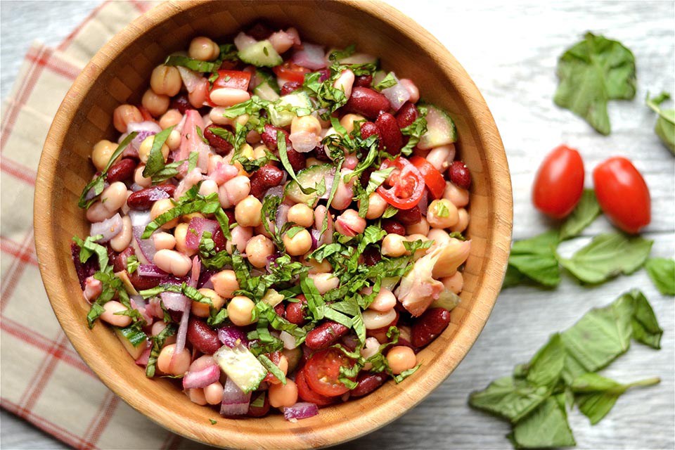 Three-Bean-Artichoke-and-Beet-Salad